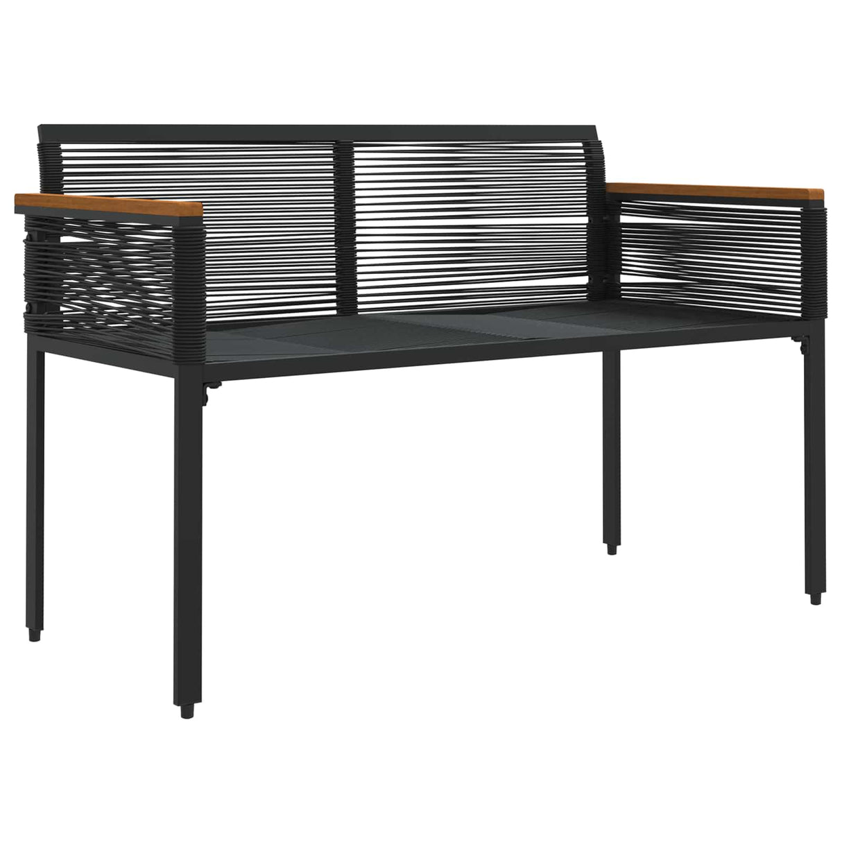 vidaXL Tuinbank met kussen Zwart 117 x 54 x 74.5 cm poly rattan