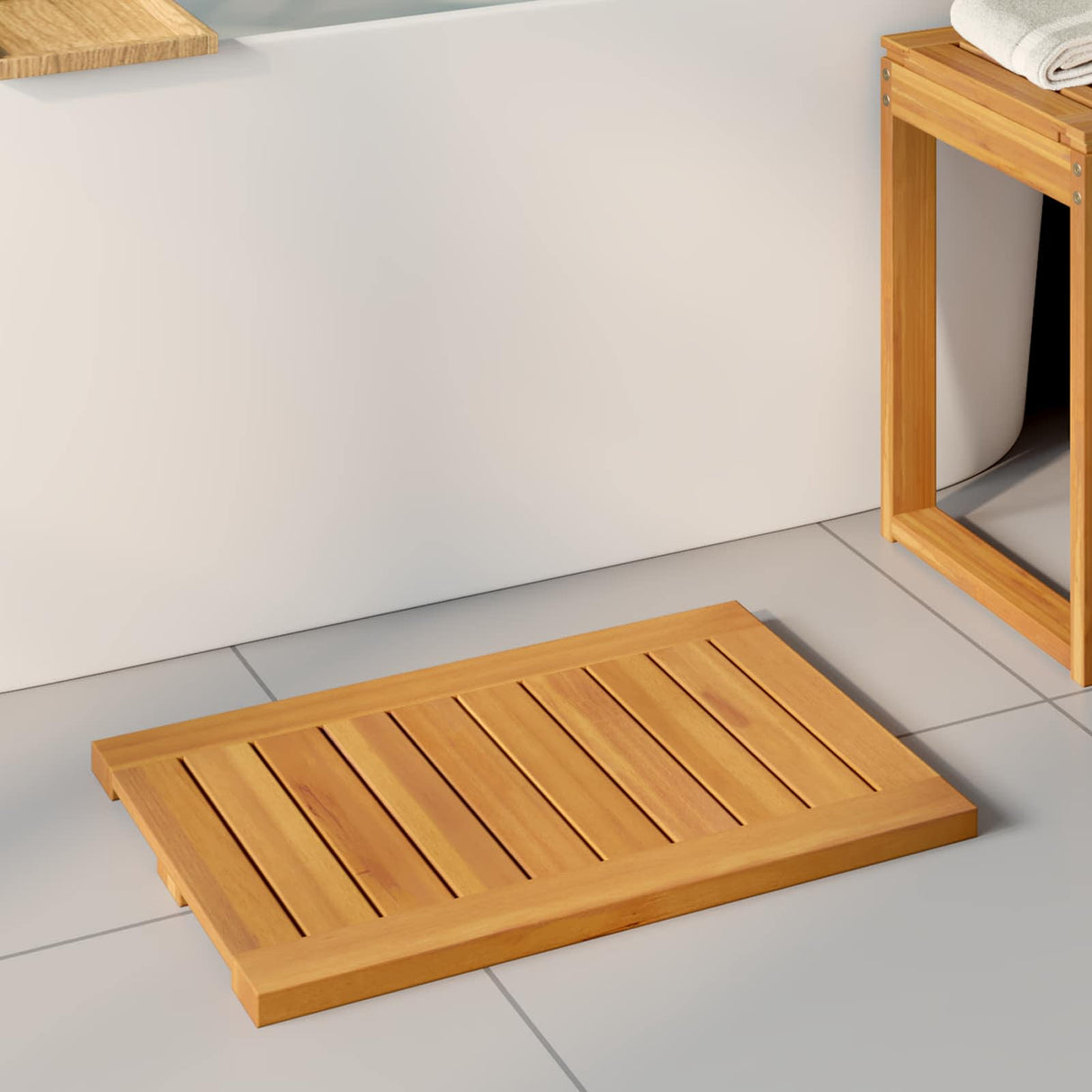 vidaXL Badmat Effen Bruin 60 x 40 cm Hout