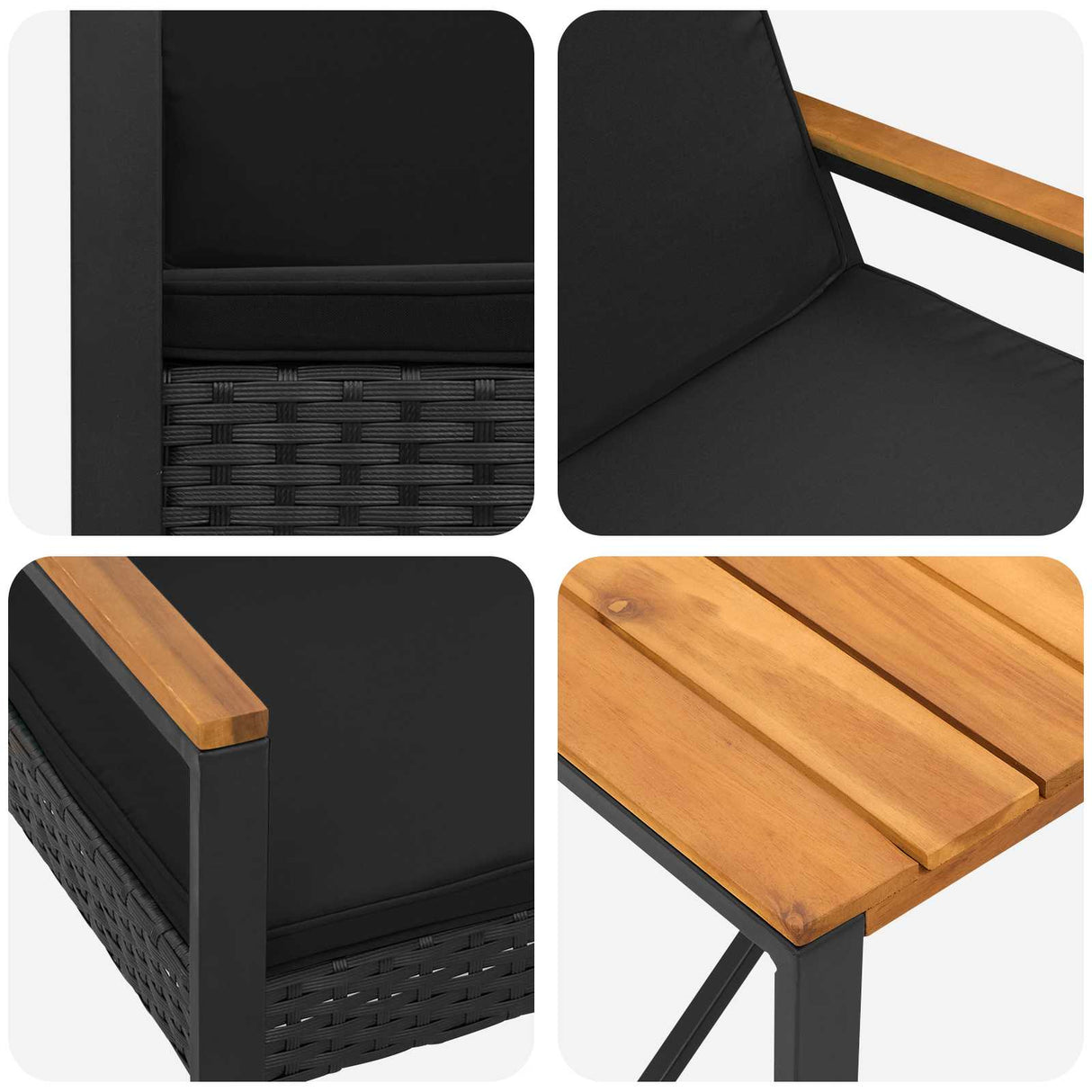 vidaXL Outdoor Lounge Set with Cushions 4 pcs Black poly rattan