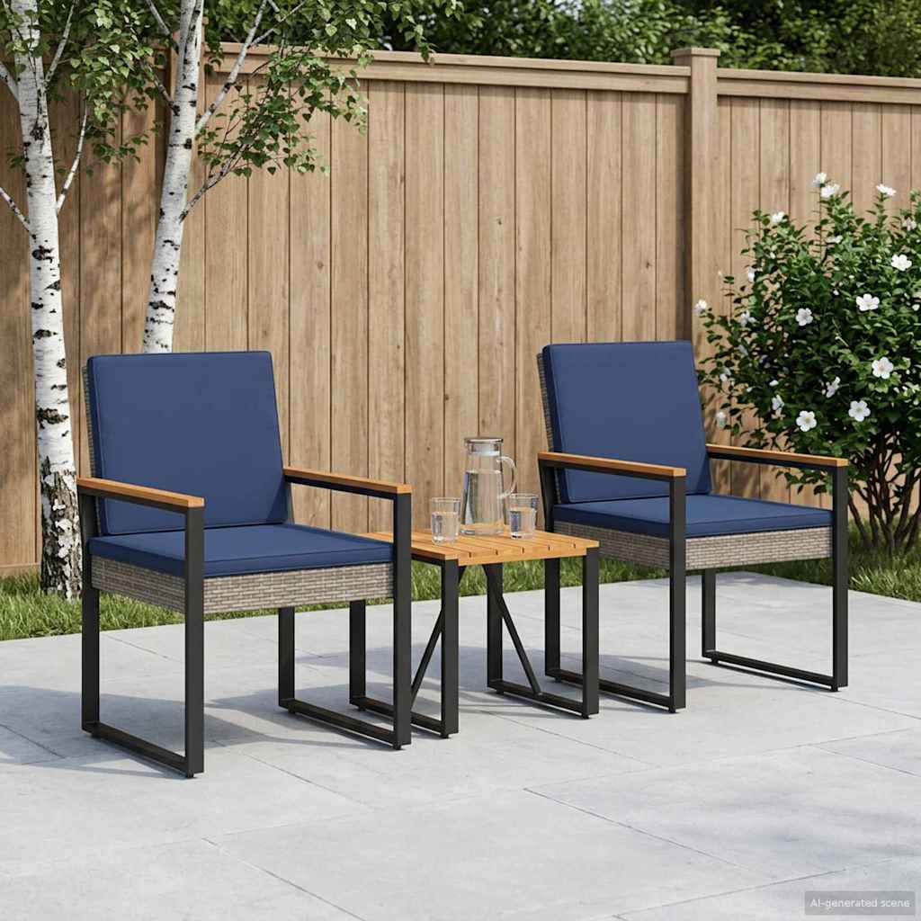 vidaXL Outdoor Lounge Set with Cushions 4 pcs Black poly rattan