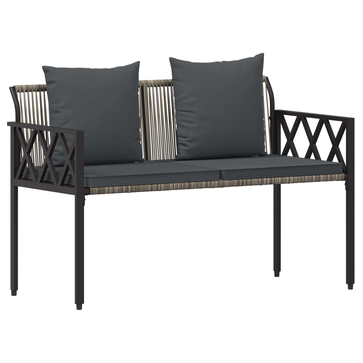 vidaXL 4-piece garden lounge set Black and Cream White poly rattan