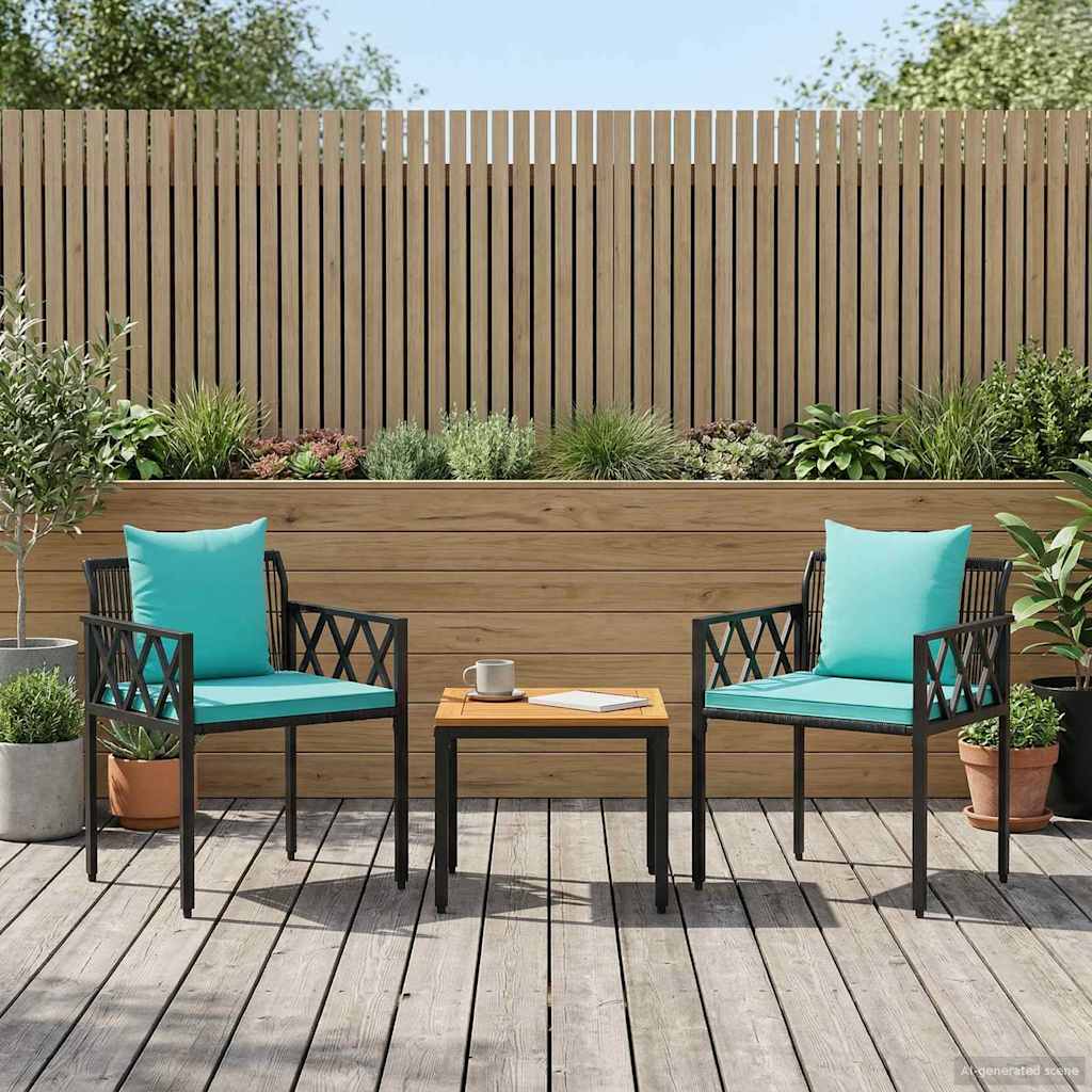 vidaXL 4-piece garden lounge set Black and Cream White poly rattan