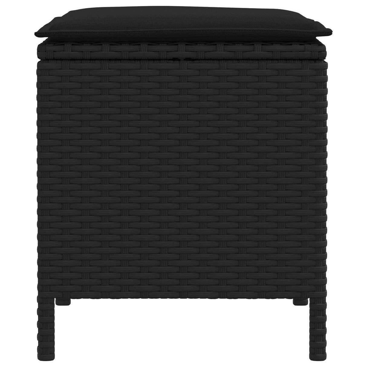 vidaXL Tuin Voetenbank met kussen 2 Stuk Zwart 38 x 38 x 45 cm PE Riet