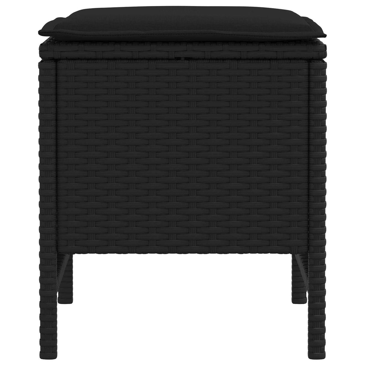 vidaXL Tuin Voetenbank met kussen 2 Stuk Zwart 38 x 38 x 45 cm PE Riet