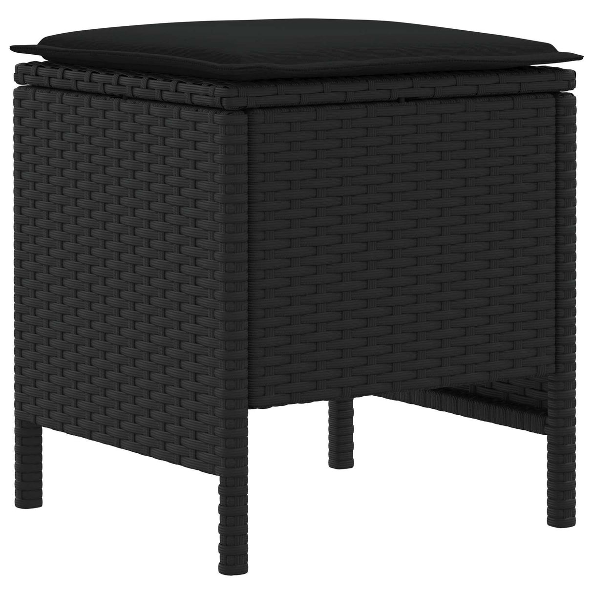 vidaXL Tuin Voetenbank met kussen 2 Stuk Zwart 38 x 38 x 45 cm PE Riet
