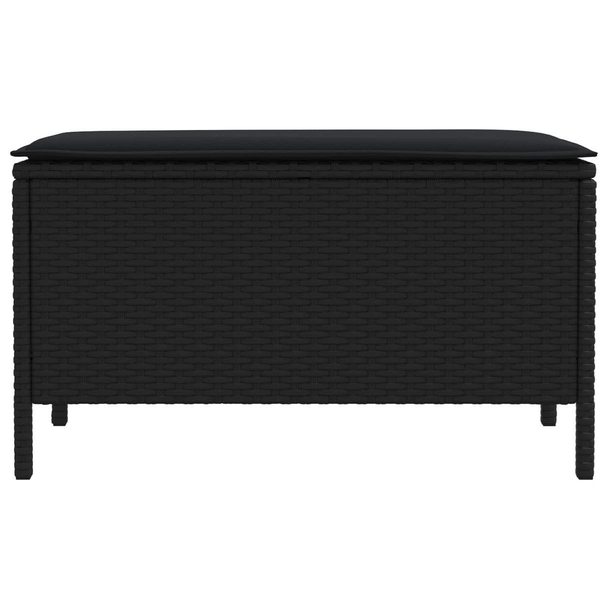 vidaXL Tuin Voetenbank met kussen Zwart 80 x 38 x 45 cm PE Riet