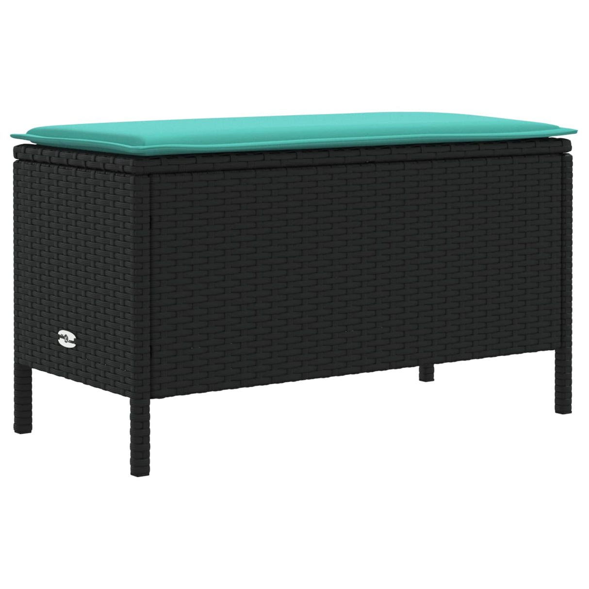 vidaXL Tuin Voetenbank met kussen Zwart 80 x 38 x 45 cm PE Riet