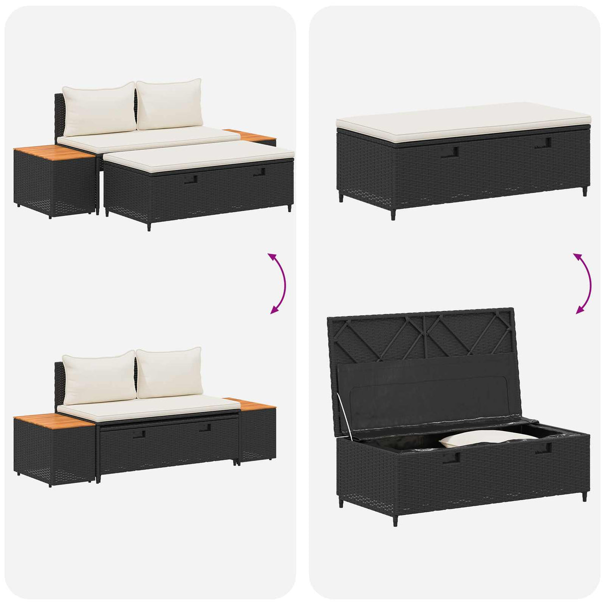 vidaXL Buiten bank set 4 -Seater 4 pcs 55 x 30 x 39 cm