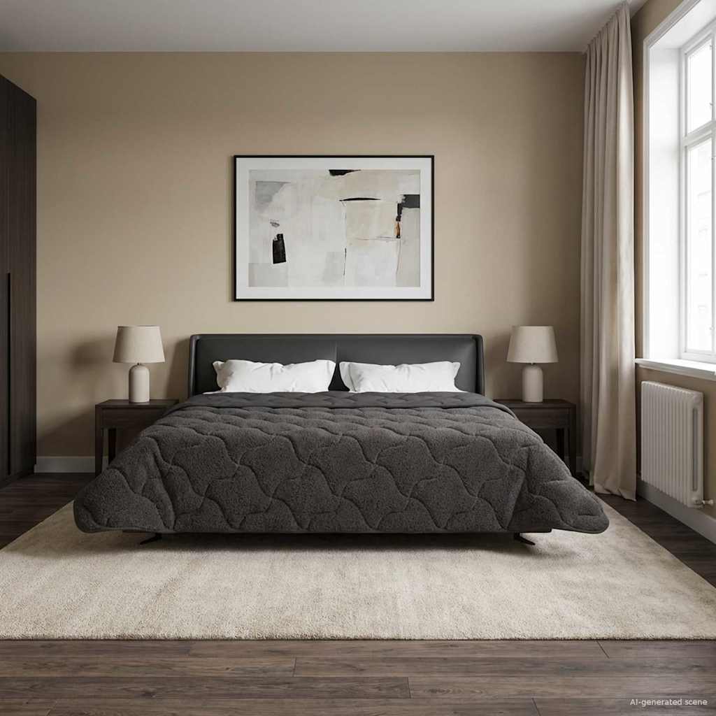 vidaXL Volledig Jaar Dekbed Gekwilt Antraciet 135 x 200 cm