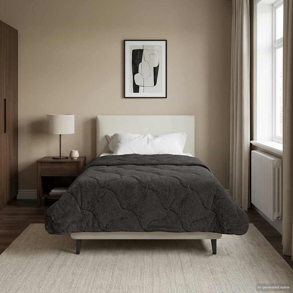 vidaXL Volledig Jaar Dekbed Gekwilt Antraciet 135 x 200 cm