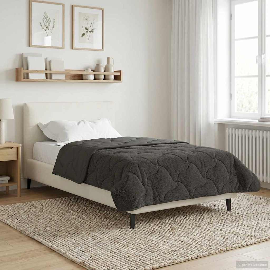 vidaXL Volledig Jaar Dekbed Gekwilt Antraciet 135 x 200 cm