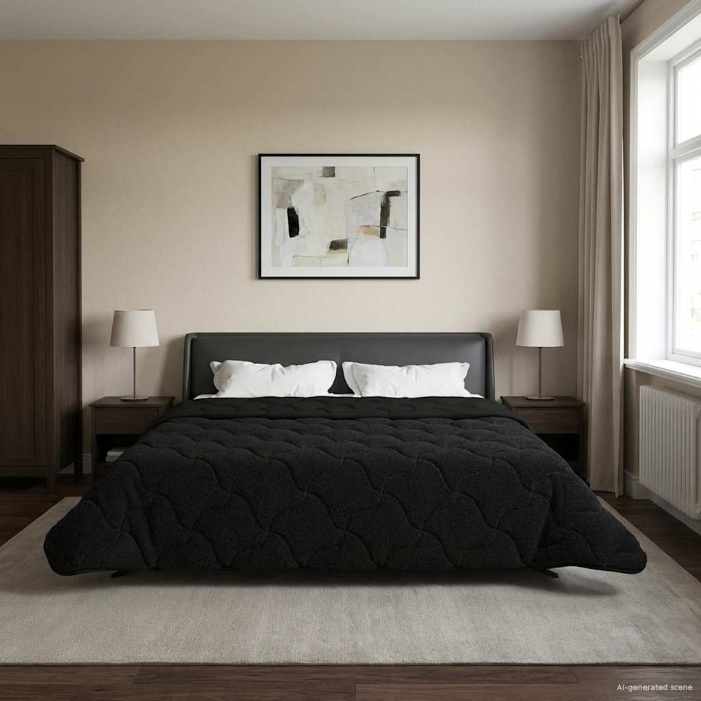 vidaXL Volledig Jaar Dekbed Gekwilt Antraciet 135 x 200 cm