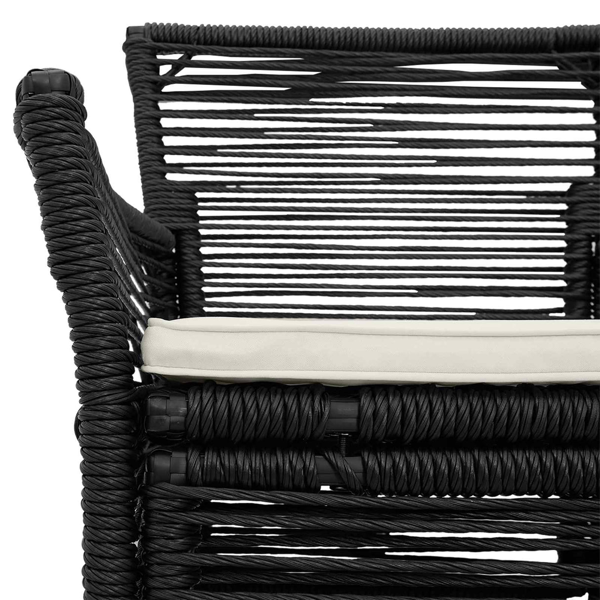 vidaXL Buitenzit met kussen 2 pcs Zwart en Crème poly rattan