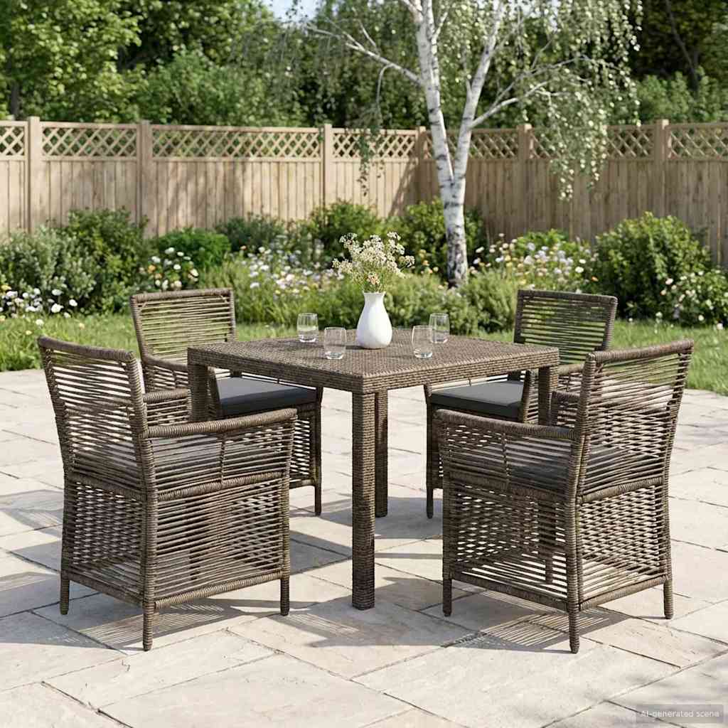vidaXL Buitenzit met kussen 2 pcs Zwart en Crème poly rattan