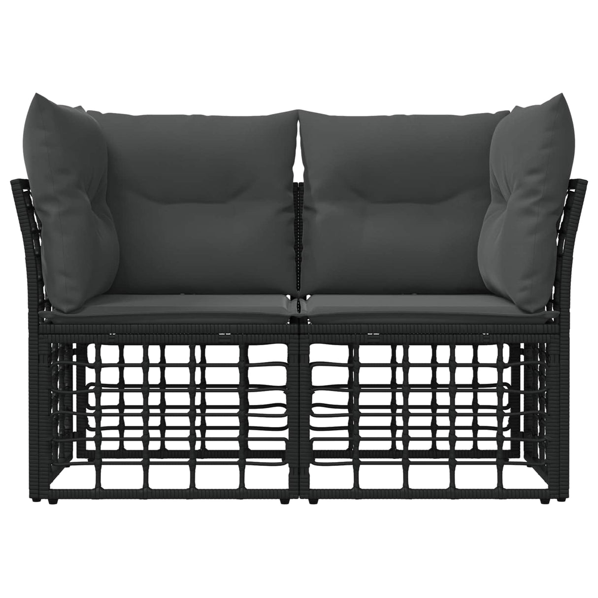 vidaXL Buiten loveseat 2 pcs Zwart en Donker Grijs poly rattan