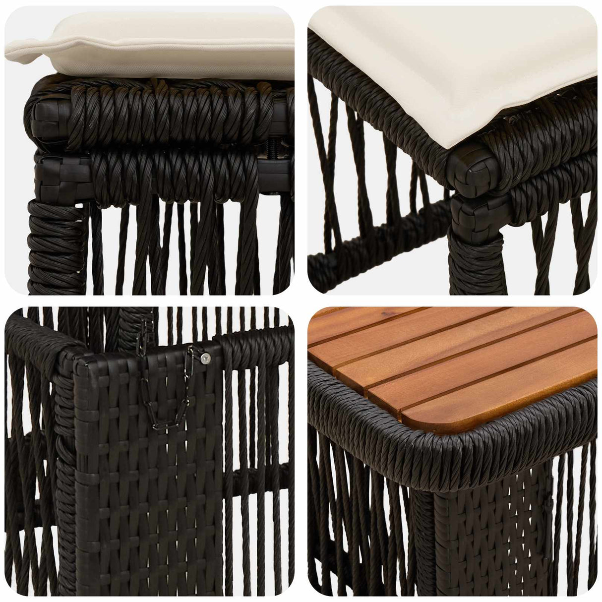 vidaXL Tuin Eettafel Set met kussen 3 pcs Beige en Crème poly rattan