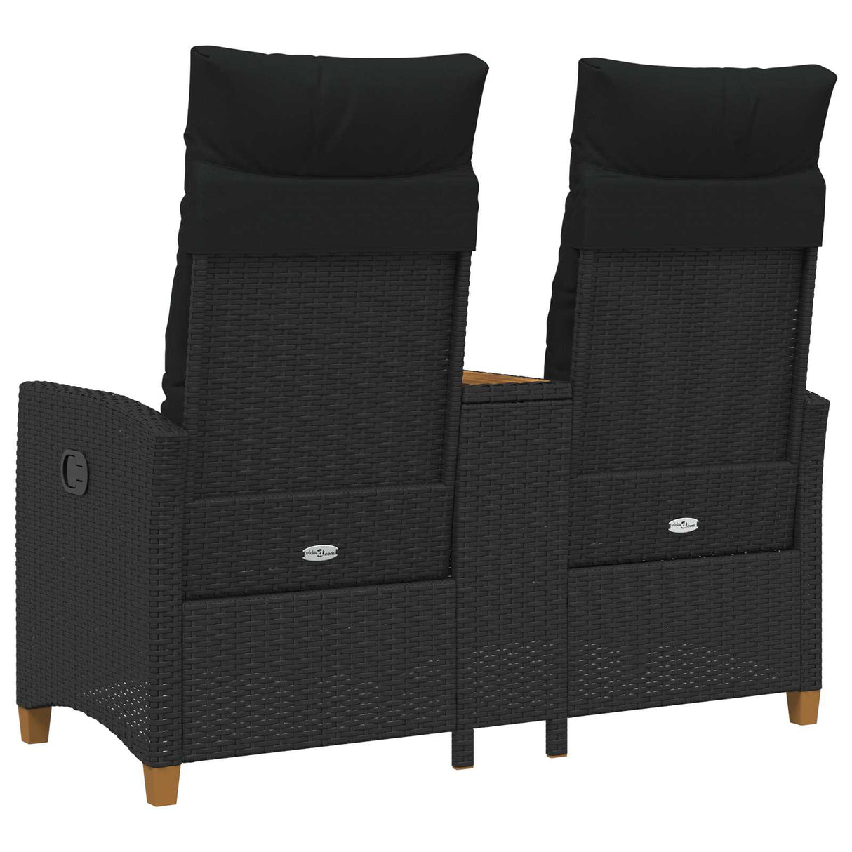 vidaXL Sun Lounger with Table Black 126 x 65 x 112 cm poly rattan