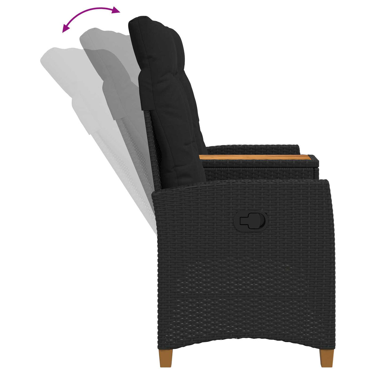 vidaXL Sun Lounger with Table Black 126 x 65 x 112 cm poly rattan
