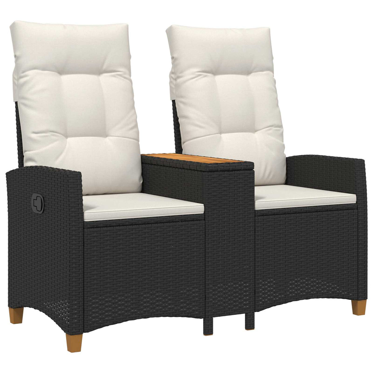 vidaXL Sun Lounger with Table Black 126 x 65 x 112 cm poly rattan