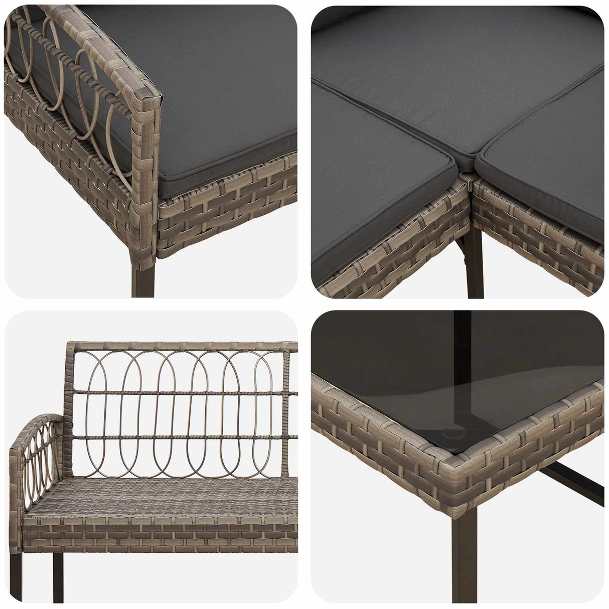 vidaXL Tuinsofa set met kussen 2 pcs Grijs Poly Rattan en Staal