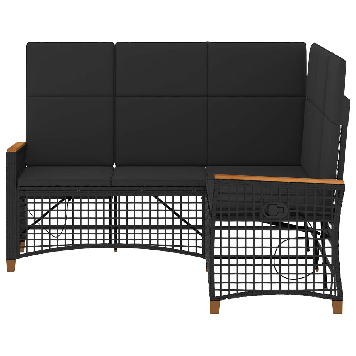 vidaXL Tuin verstelbare bank set Zwart 164 x 164 x 112 cm poly rattan