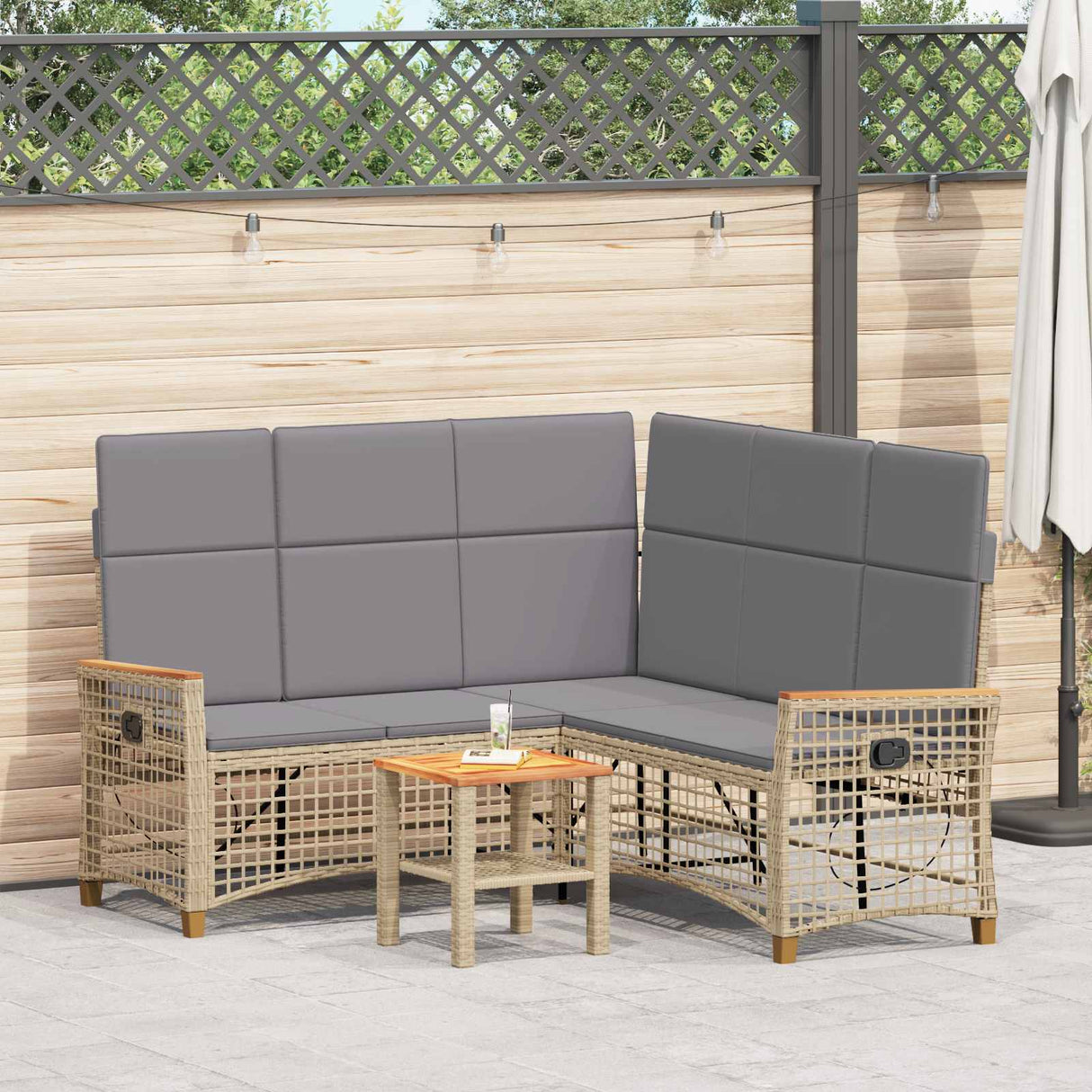 vidaXL Tuin verstelbare bank set Zwart 164 x 164 x 112 cm poly rattan