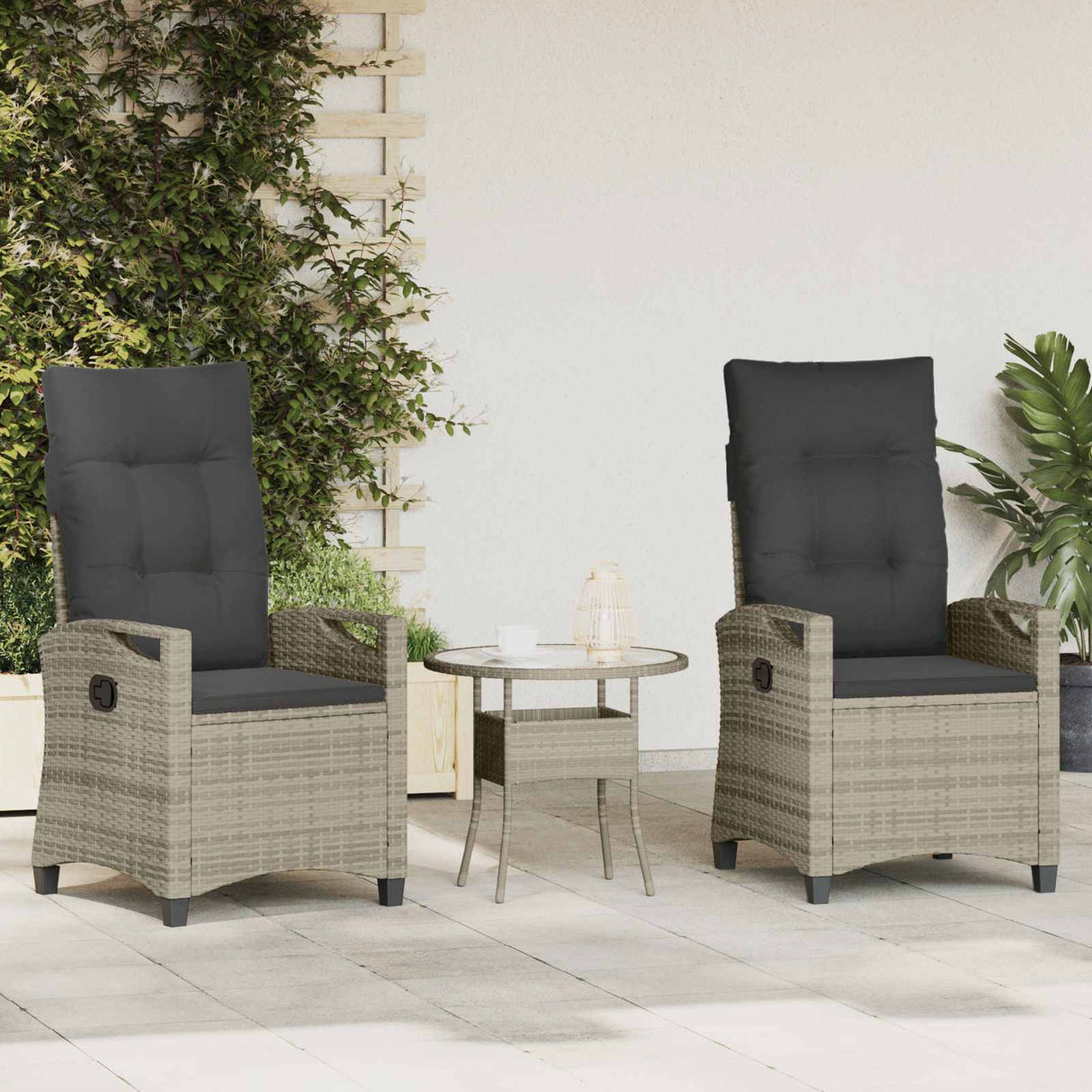vidaXL Tuinstoel 2 pcs Zwart en Crème 56 x 60 x 112 cm