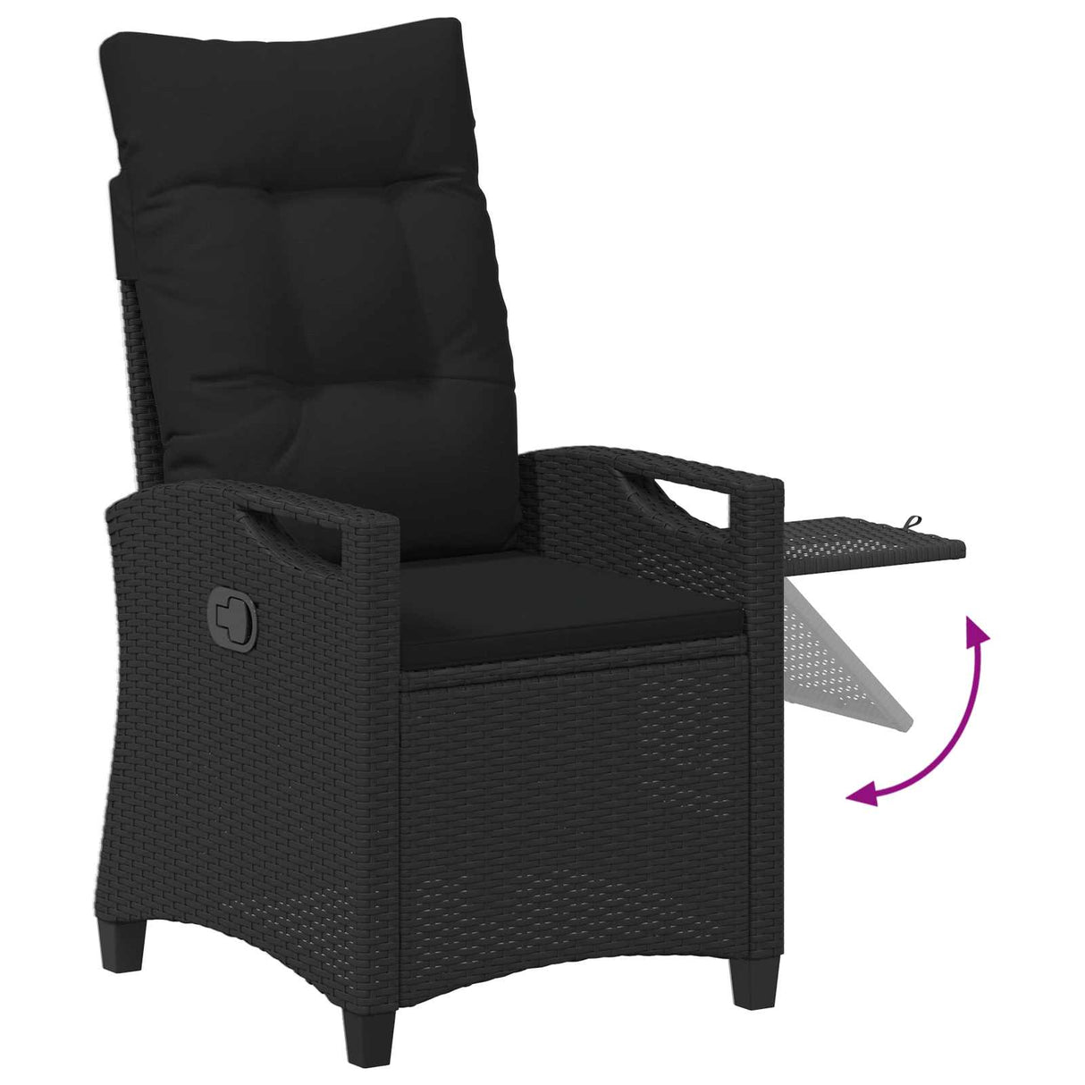 vidaXL Ligstoel voor Tuin Zwart 56 x 60 x 112 cm poly rattan