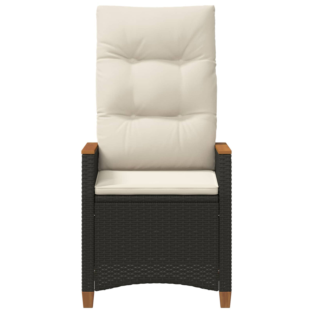 vidaXL Garden Reclining Chair with Cushion Black and Cream 64 x 57.5 x 112 cm