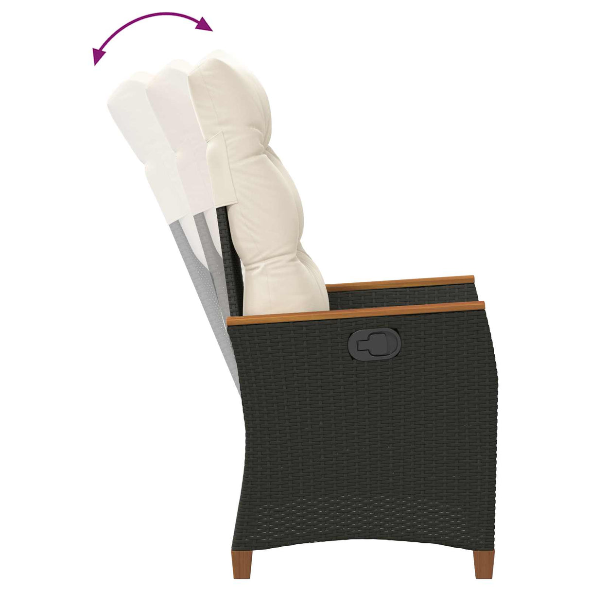 vidaXL Garden Reclining Chair with Cushion Black and Cream 64 x 57.5 x 112 cm