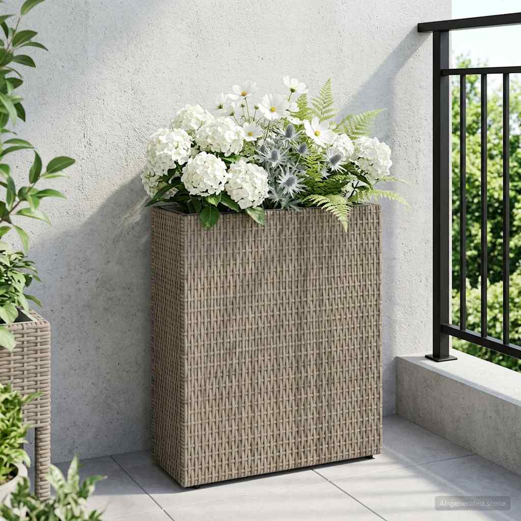 vidaXL Hoge Plantenbak Zwart 55 x 22 x 70 cm poly rattan