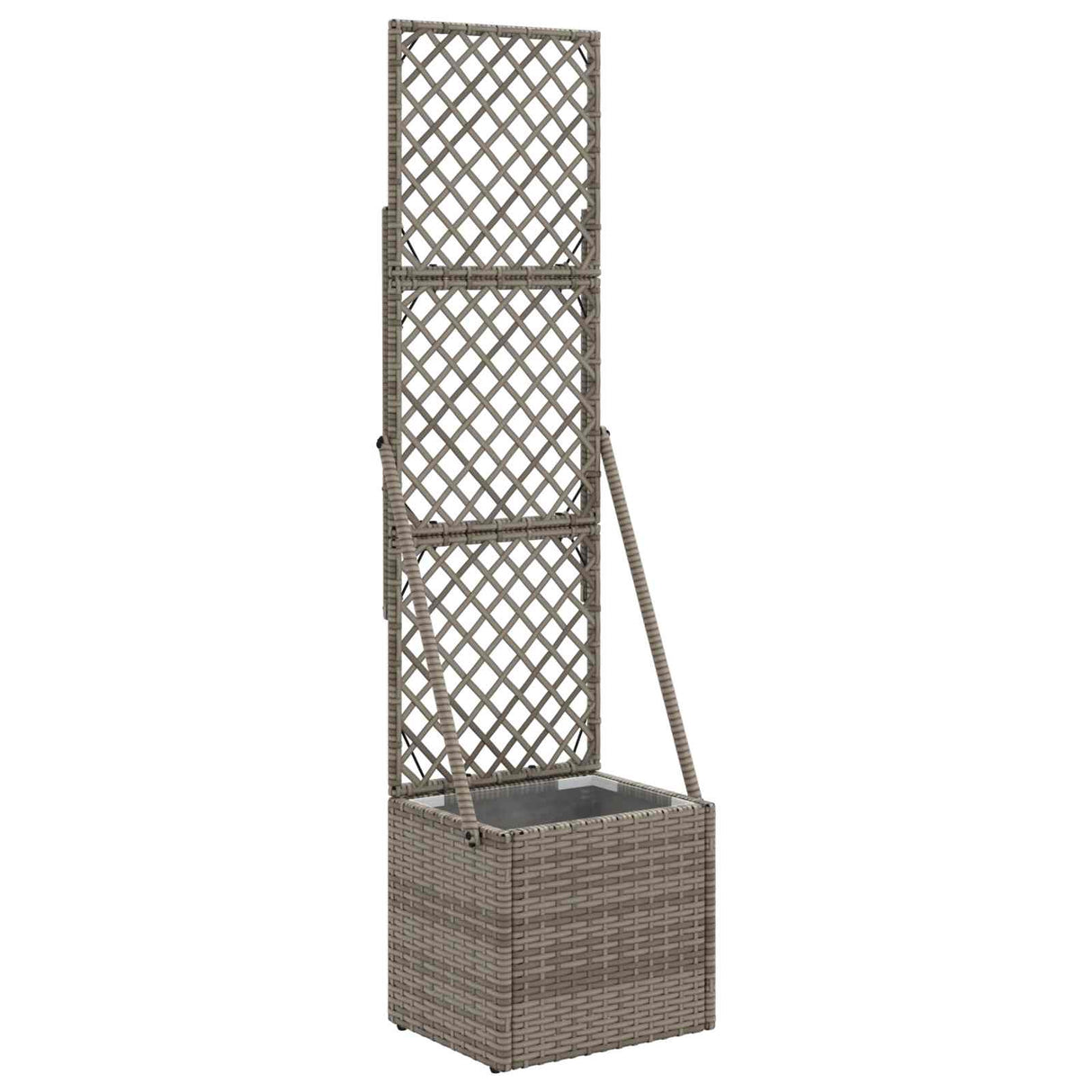 vidaXL Tuinplanter met Trellis Grijs 35 x 30 x 135 cm poly rattan