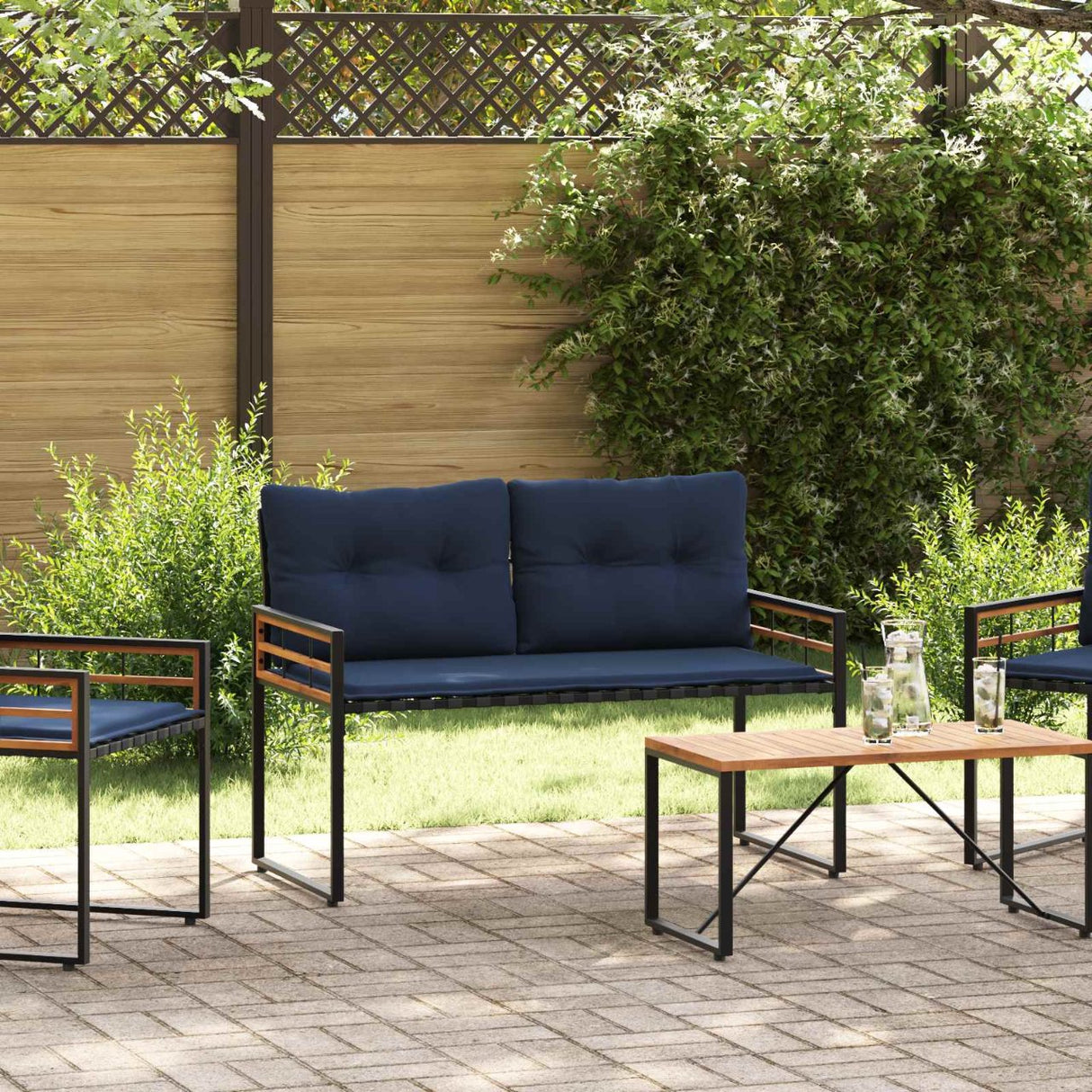 vidaXL Houten Laagbank met kussen Effen Crème 114 x 55 x 77 cm