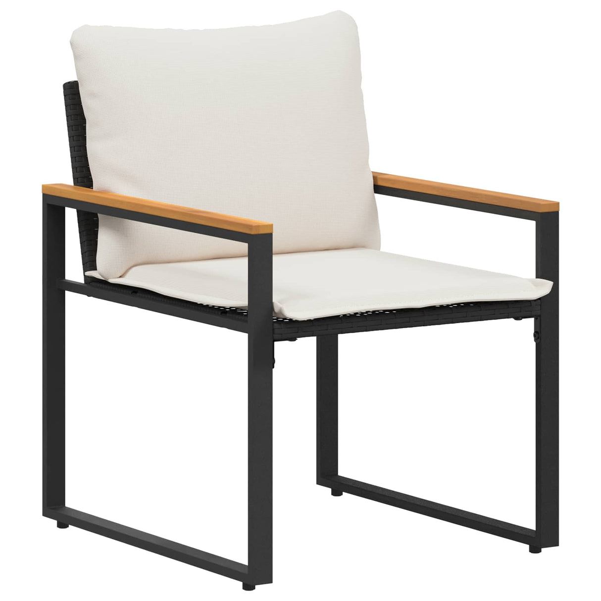 vidaXL Meubelsets met kussen 3 pcs Zwart en Crème Wit Rattan