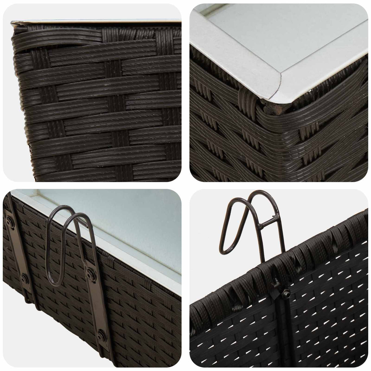 vidaXL Balcony Box 2 pcs Black 50 x 17 x 17 cm Metal