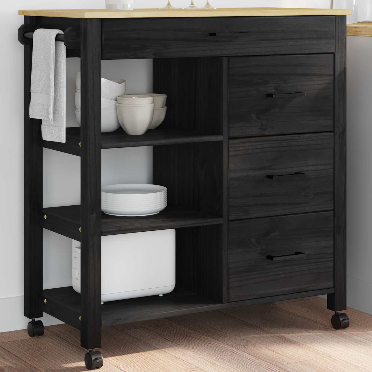 vidaXL Kitchen Trolley MONZA 84x40x88.5 cm Solid Pine Wood