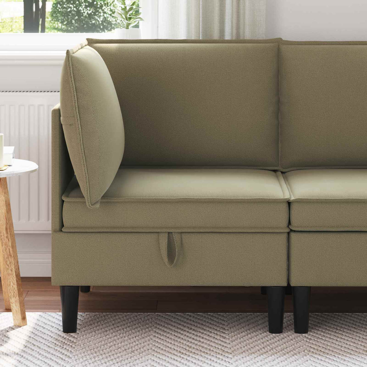 vidaXL Hoek Sofa met Opbergruimte Crèmekleurig Fluweel