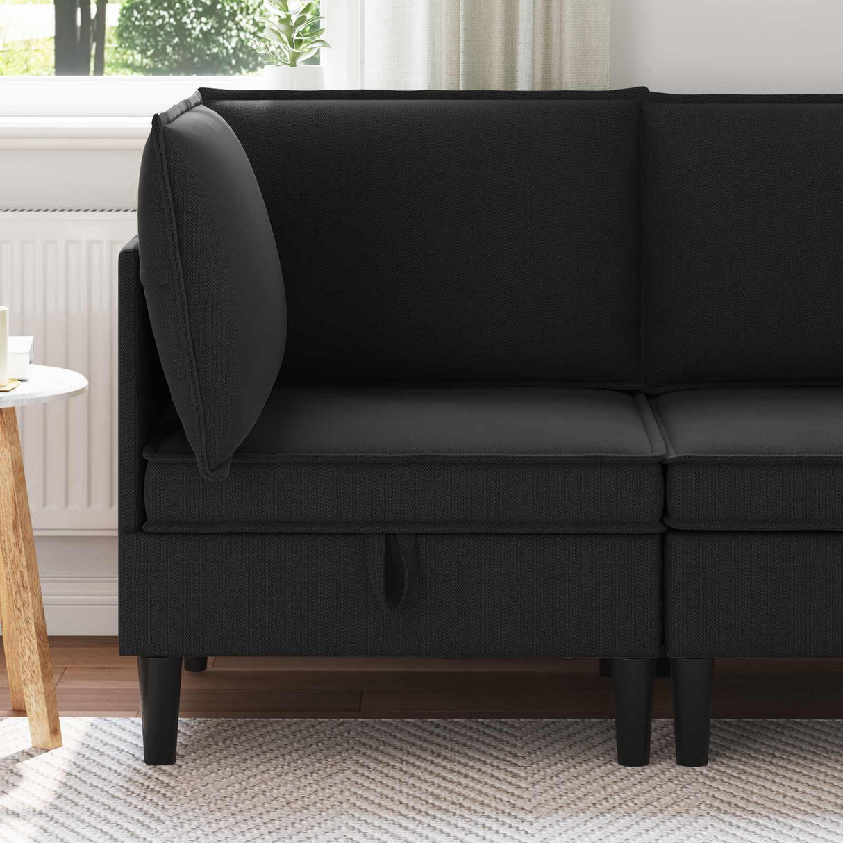 vidaXL Hoek Sofa met Opbergruimte Crèmekleurig Fluweel