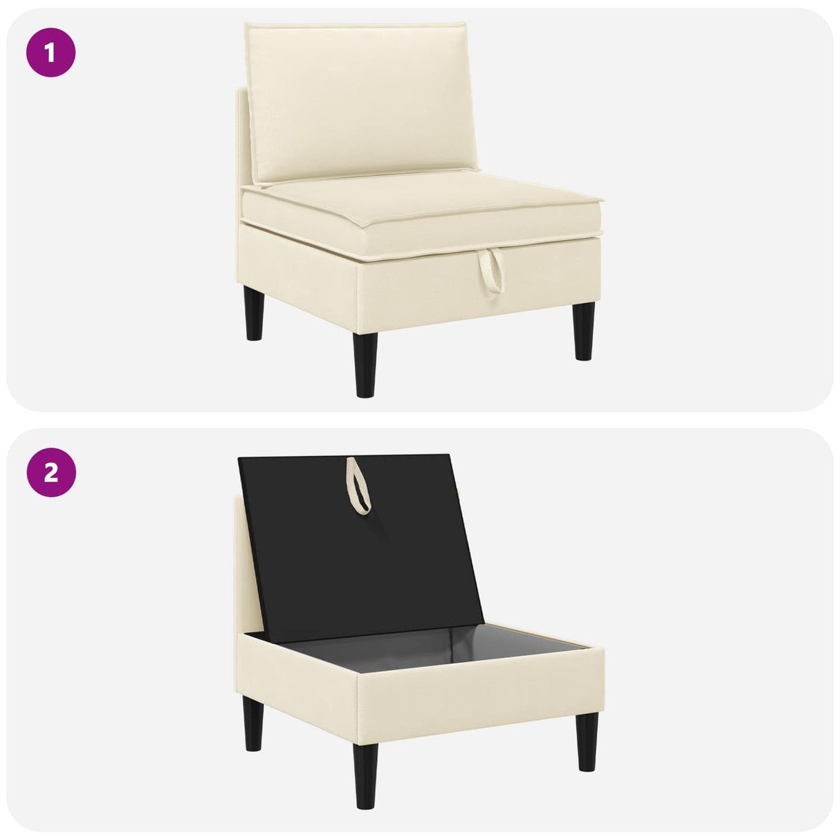vidaXL Hoek Sofa met Opbergruimte Crèmekleurig Fluweel