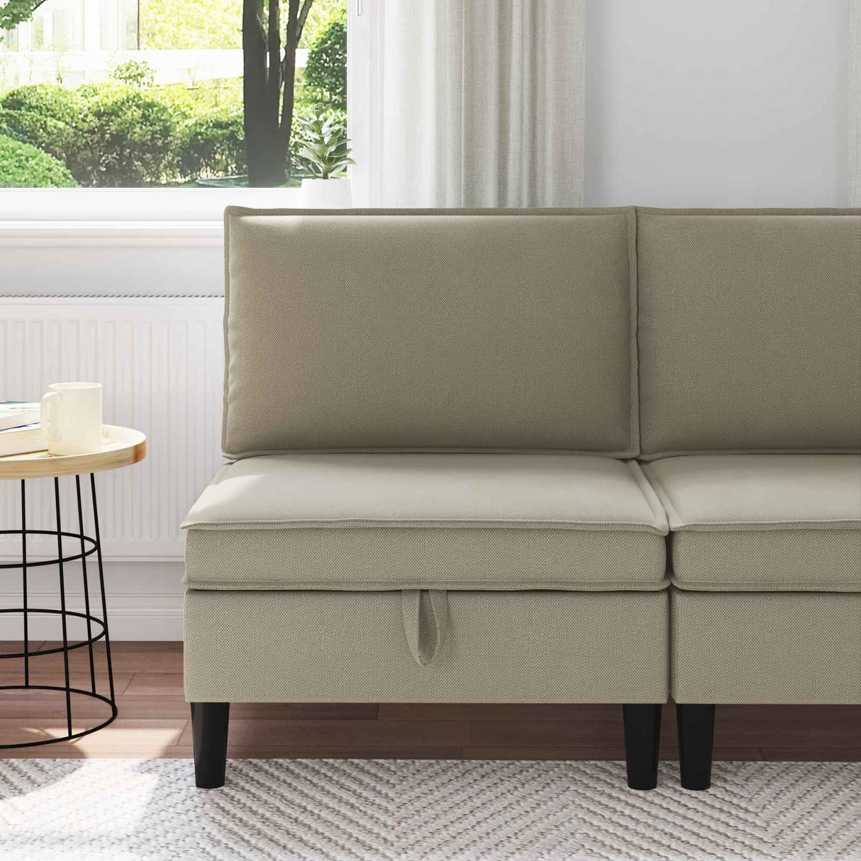 vidaXL Hoek Sofa met Opbergruimte Crèmekleurig Fluweel
