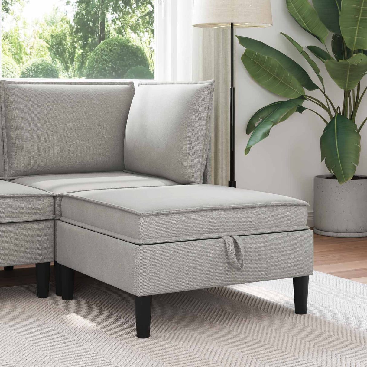 vidaXL Hoek Sofa met Opbergruimte Crèmekleurig Fluweel