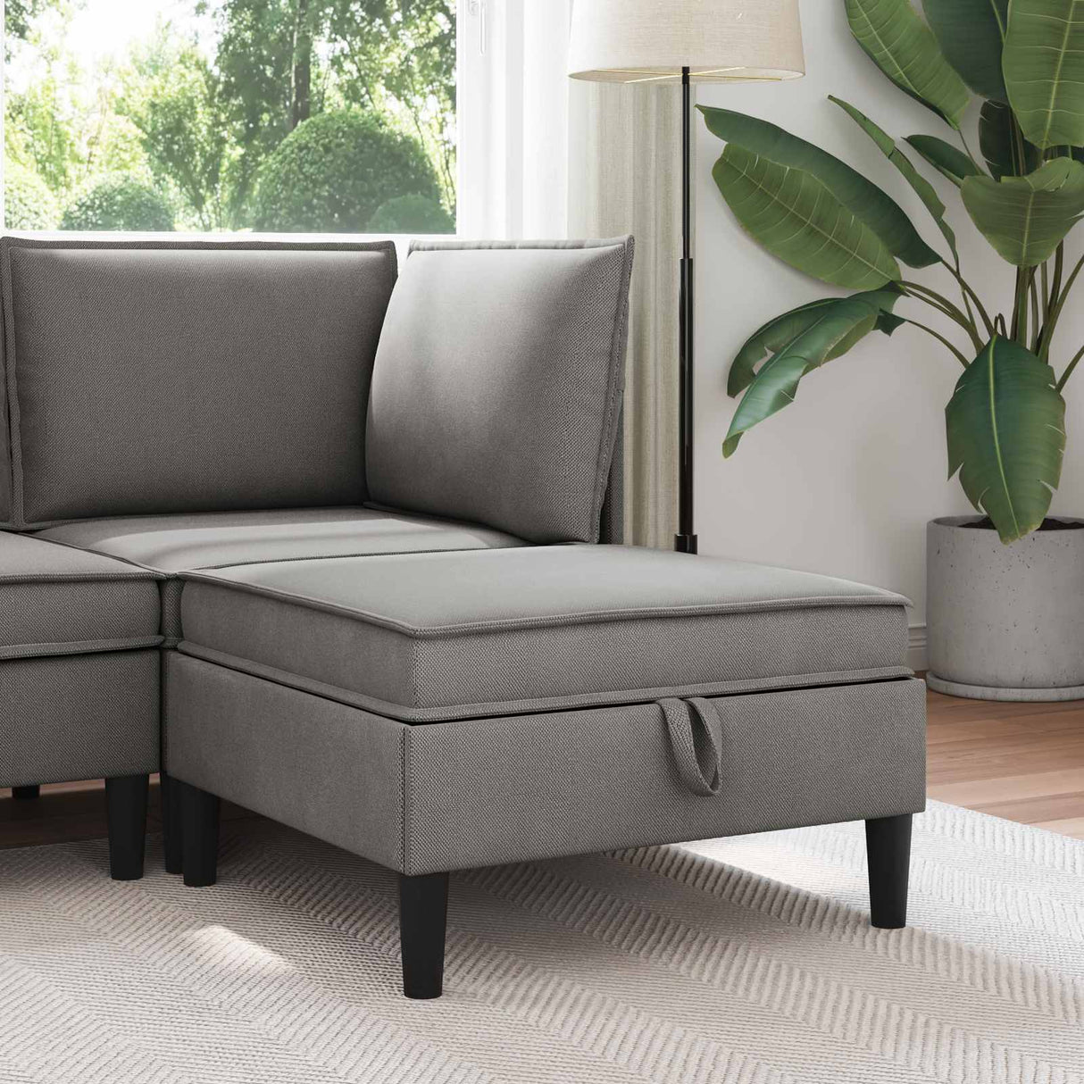 vidaXL Hoek Sofa met Opbergruimte Crèmekleurig Fluweel