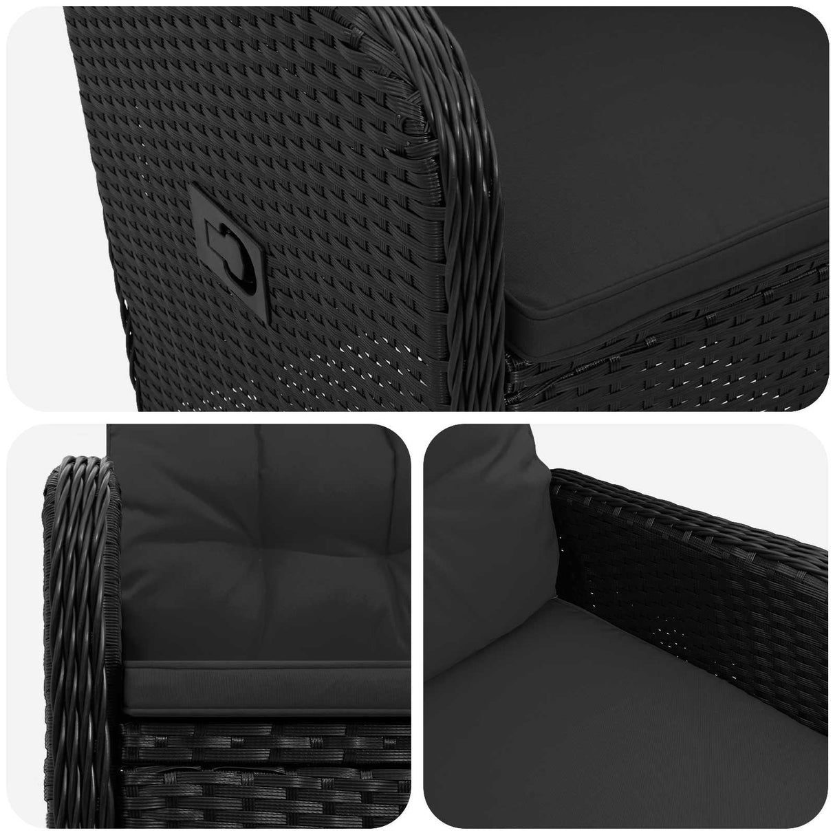 vidaXL Ligstoel voor Tuin Zwart poly rattan
