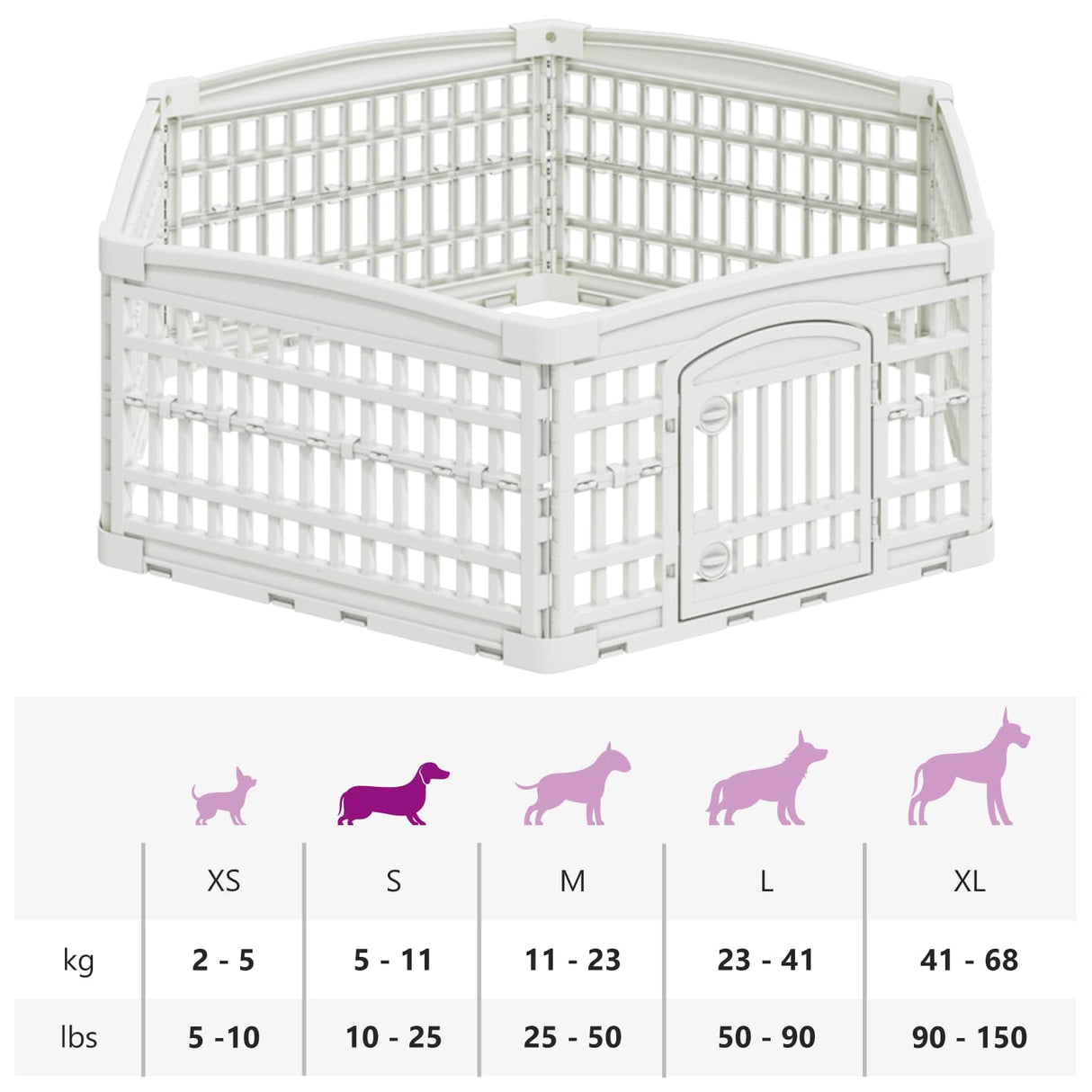 vidaXL 6 Paneel Honden speelruimte Wit 122 x 106 x 40 cm Kunststof