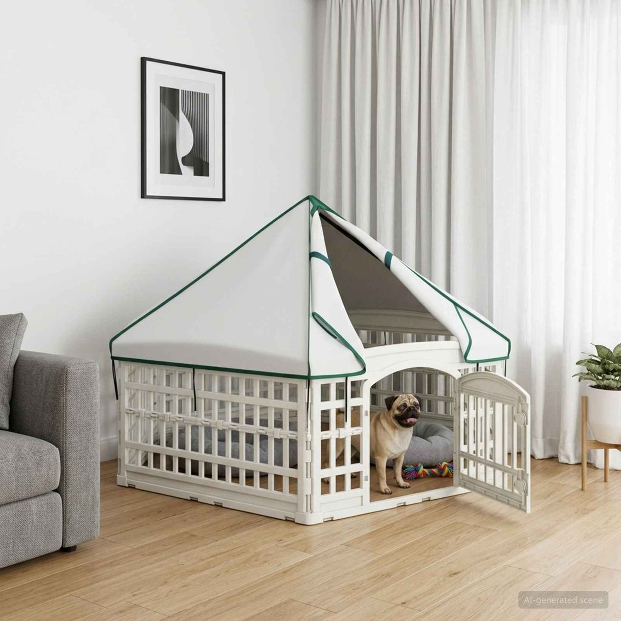 vidaXL 6 Paneel Honden speelruimte Wit 122 x 106 x 40 cm Kunststof