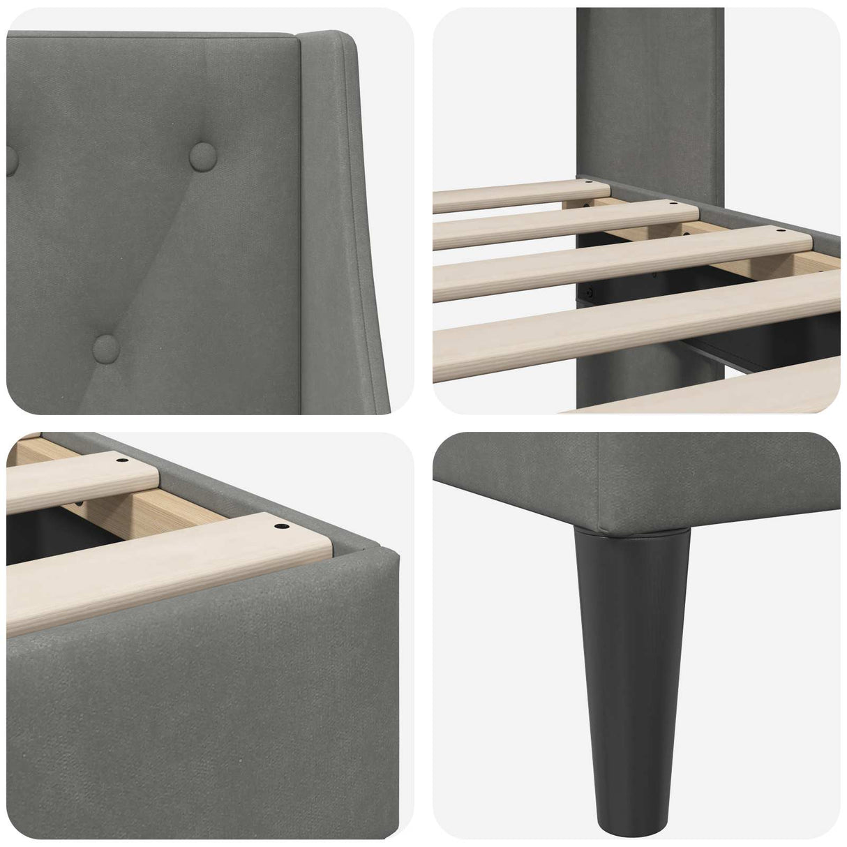 vidaXL Bedframe met hoofdeinde Donkergrijs 100 x 203 cm Fluweel