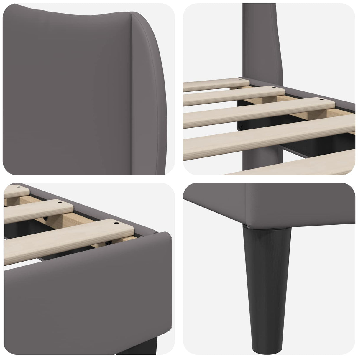 vidaXL Bedframe met hoofdeinde Grijs 80 x 200 cm Kunstleer