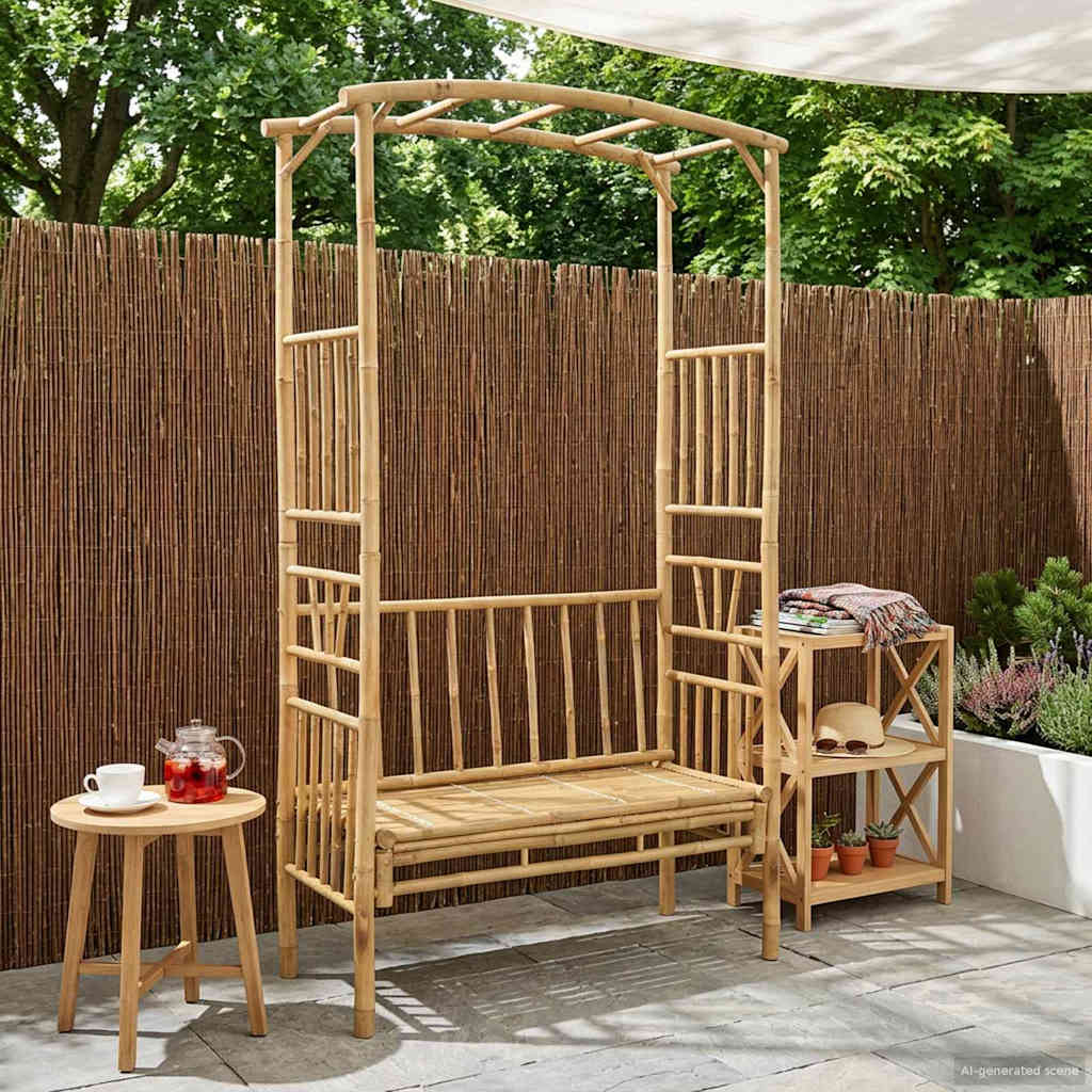 vidaXL Tuinboog met bank 115 x 50 x 205 cm Bamboe