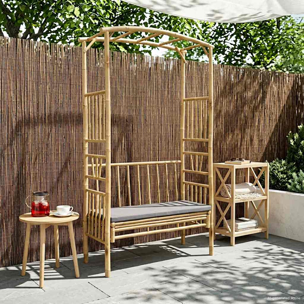 vidaXL Tuinboog met bank 115 x 50 x 205 cm Bamboe