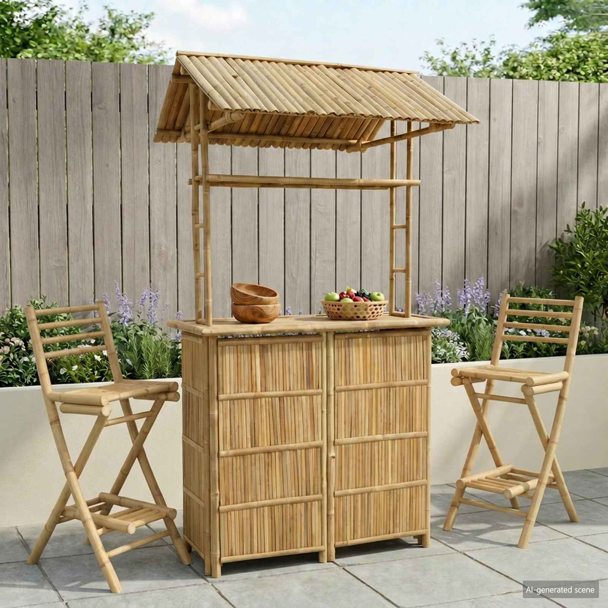 vidaXL Outdoor Bar Table Natural 110 x 50 x 209 cm Bamboo